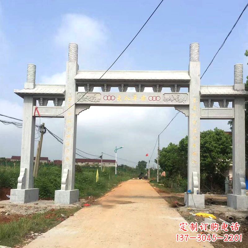 南通路口三间四柱无楼石牌坊雕塑制作