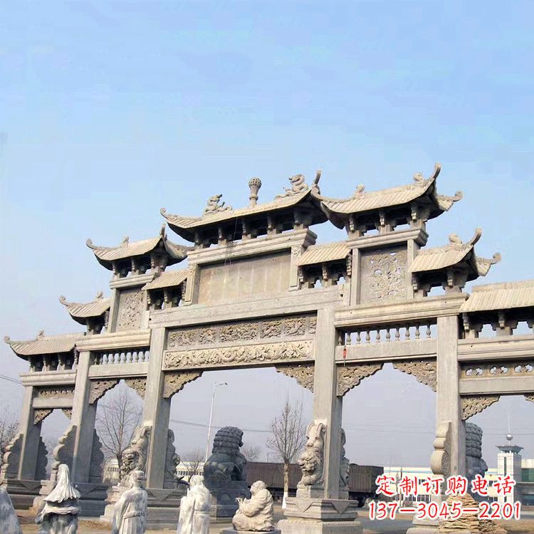南通精美牌坊石雕造型精致大气