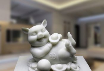 南通汉白玉动物雕塑，招财猪石雕精美装饰