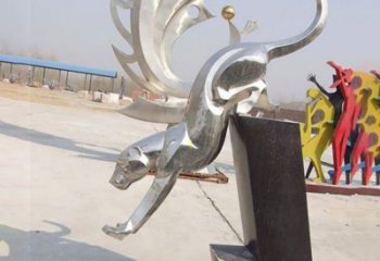 南通经典大气的不锈钢豹子雕塑