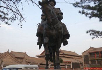 南通雕刻精美的蒙古人骑马铜雕