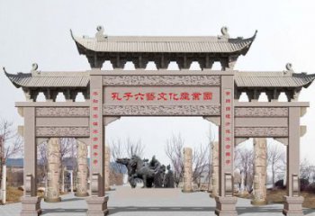 南通景区三门石雕牌坊-高质美观可靠的雕塑装置