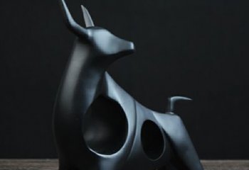南通可爱抽象牛玻璃钢动物雕塑