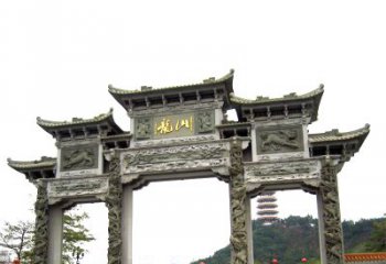 南通龙山景区大型石头雕塑牌楼，定制之选