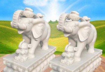 南通中领雕塑，独特精美的大象汉白玉门口石雕