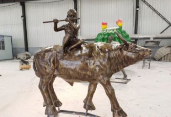 南通五大牧童骑牛铜雕塑