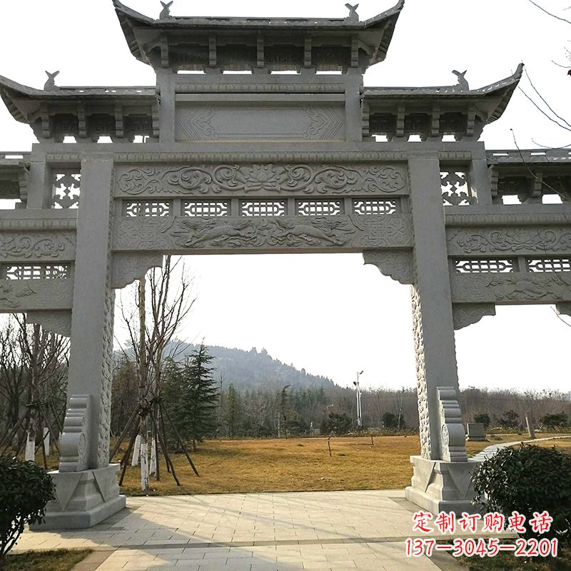 南通中领雕塑:精致石牌坊雕塑