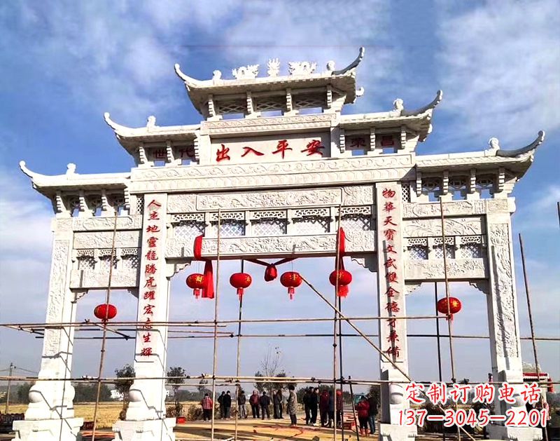 南通中领雕塑:牌坊顶式石雕刻墓碑