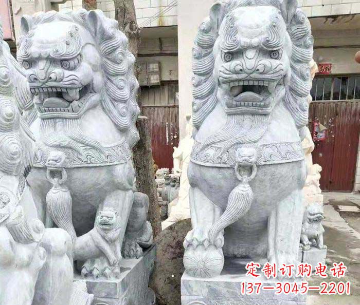 南通企业景观大理石狮子石雕 (2)