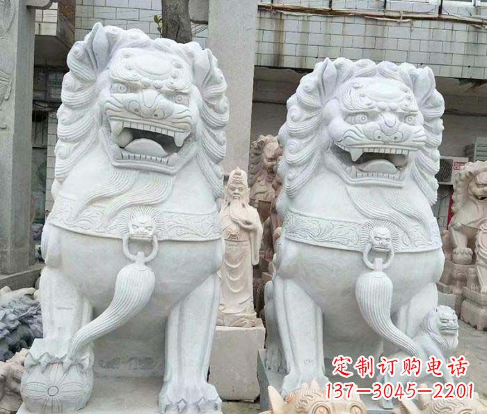 南通企业景观大理石狮子石雕 (3)