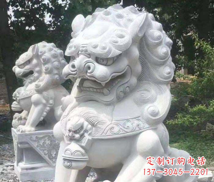 南通企业景观大理石狮子石雕 (4)