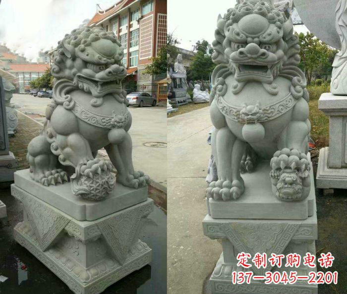 南通企业景观大理石狮子石雕 (12)