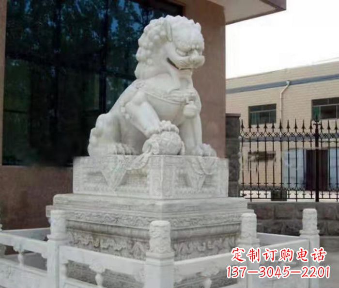 南通企业景观大理石狮子石雕 (10)