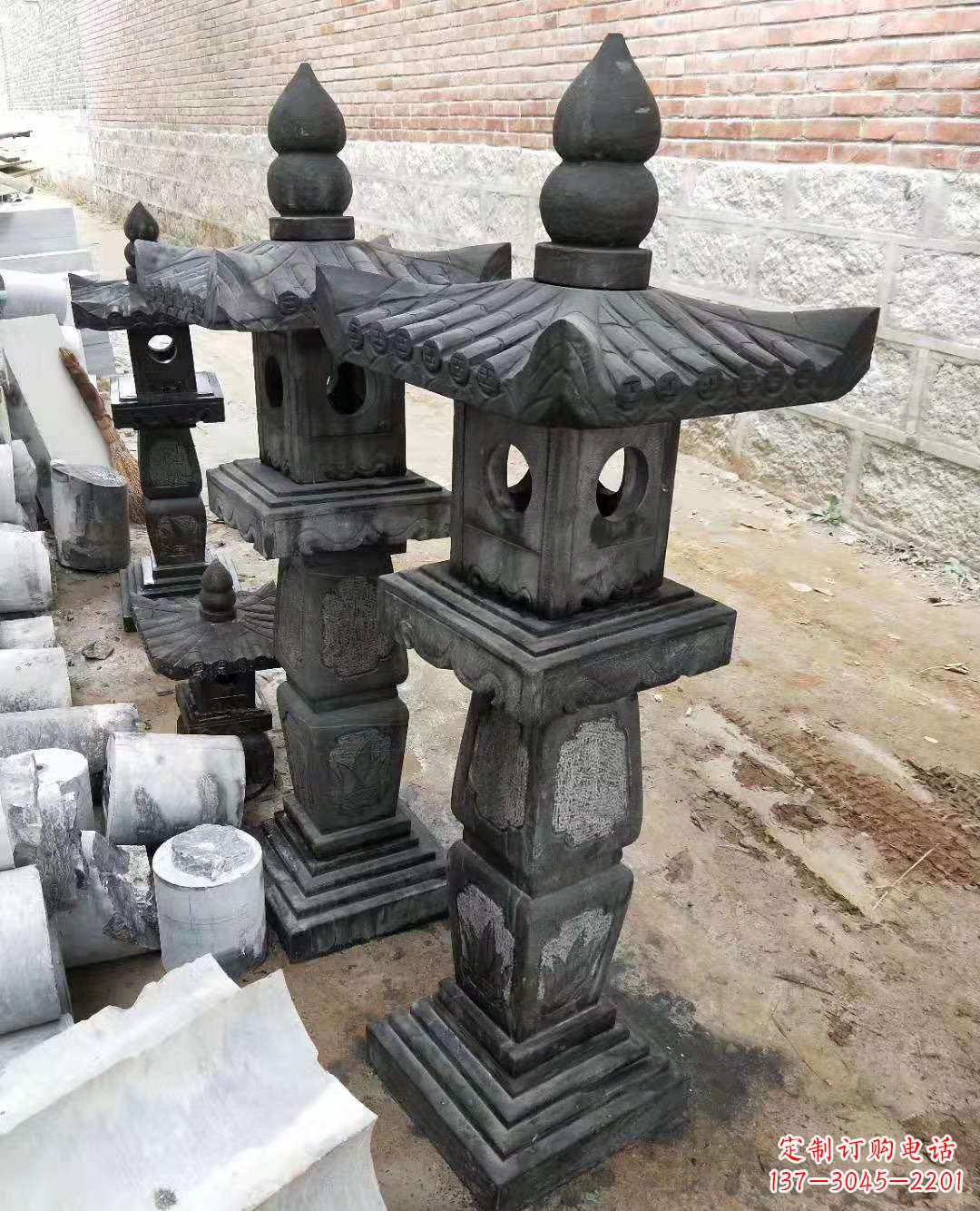 南通青石仿古宫灯雕塑庭院景观石雕
