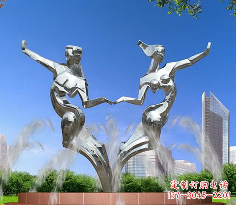 南通爱情镌刻，不锈钢抽象情侣雕塑