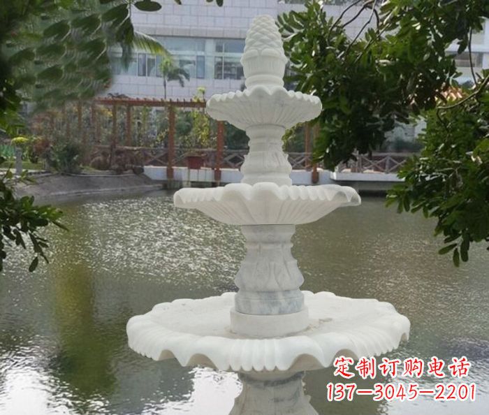 南通精致美观的三层喷泉汉白玉公园石雕