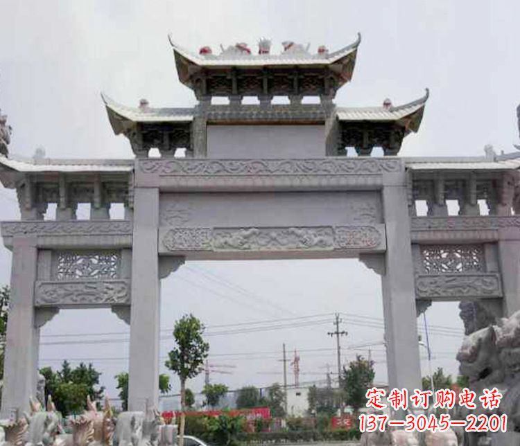 南通三门大理石牌坊石雕 (3)