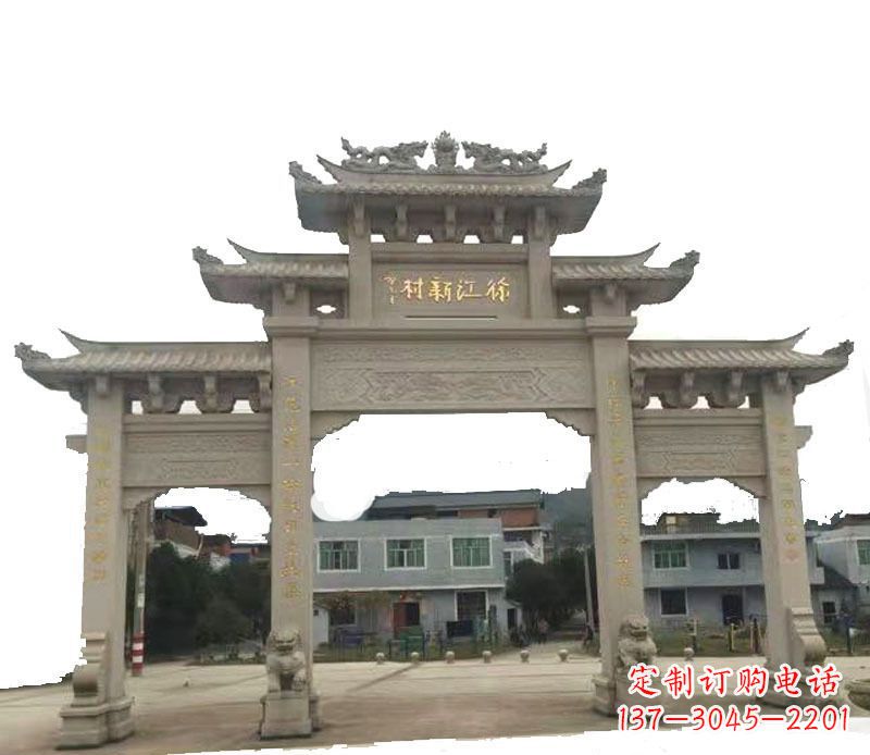 南通三门牌坊仿古石雕，雕刻精美传承传统