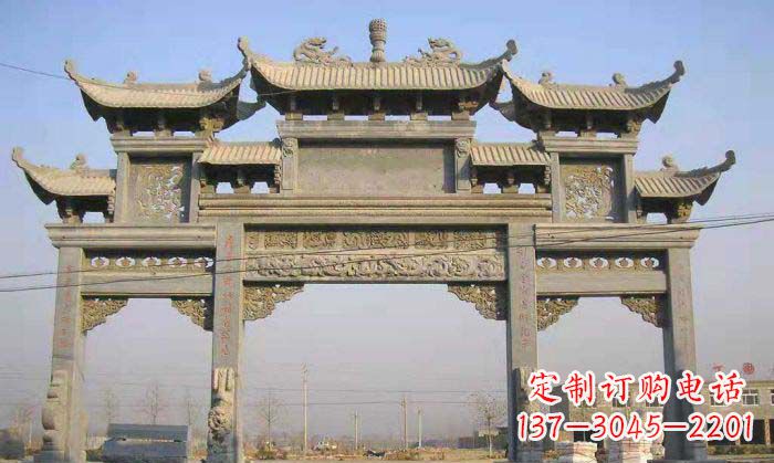 南通特色街角石雕牌坊精致典雅的装点