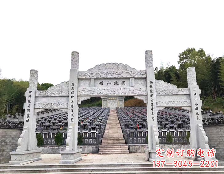 南通精致雕刻的三门石牌坊雕塑