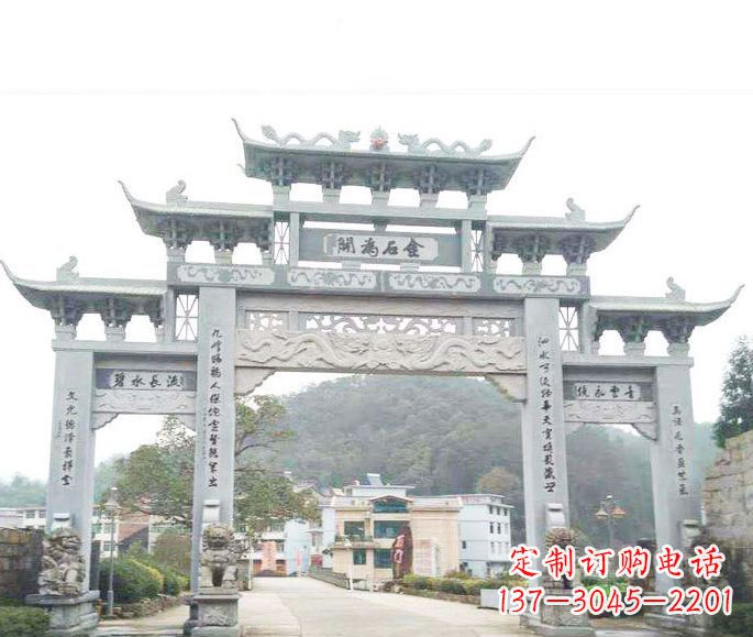 南通三门五楼石牌坊石雕——精美精致的多层次雕刻