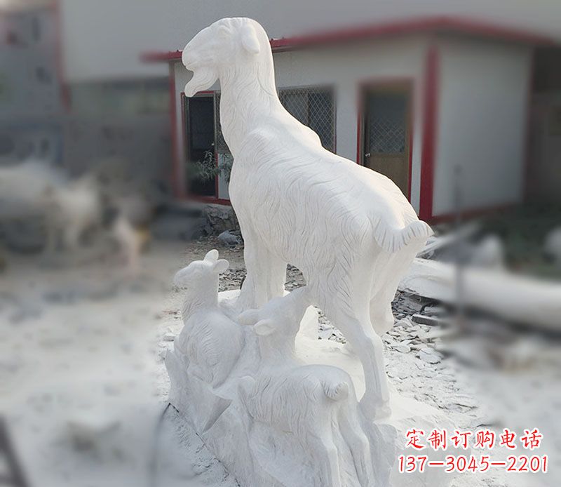 南通三羊开泰石雕动物摆件,让你的家中充满招财运