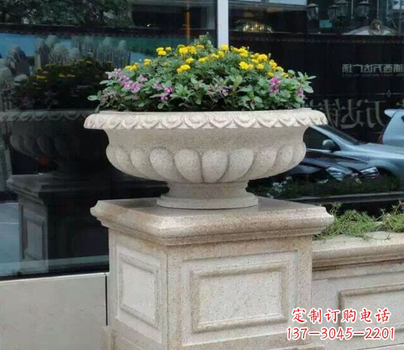 南通精美大理石花盆雕塑
