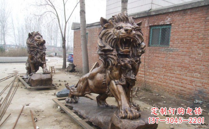 南通狮子企业动物铜雕