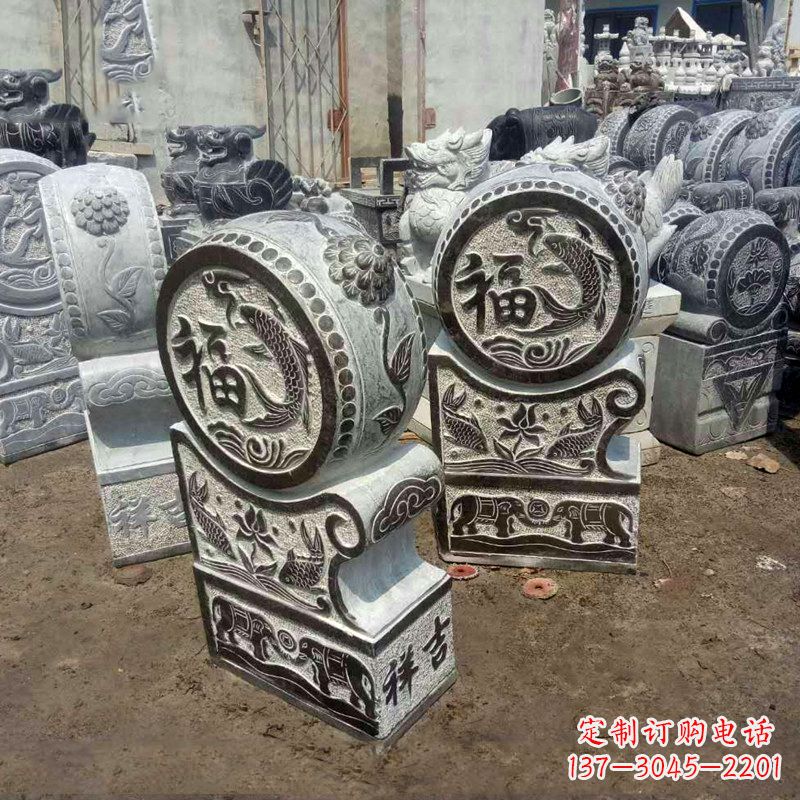 南通石雕貔貅抱鼓门墩雕塑