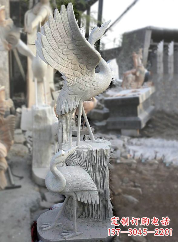 南通石雕仙鹤景观摆件