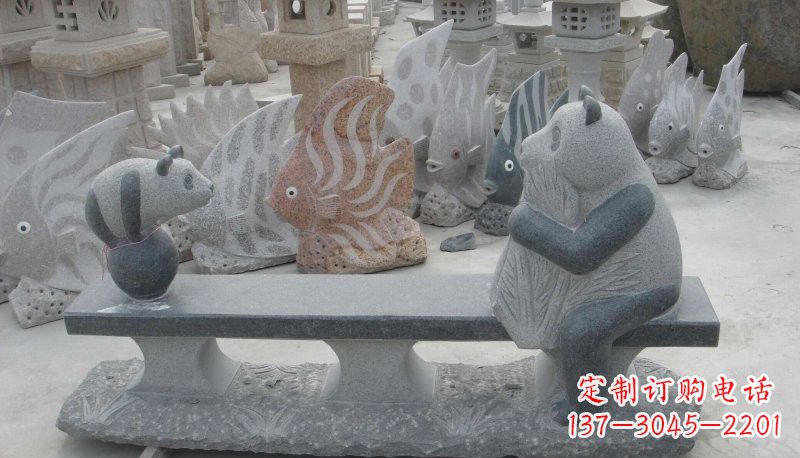 南通石雕熊猫座椅