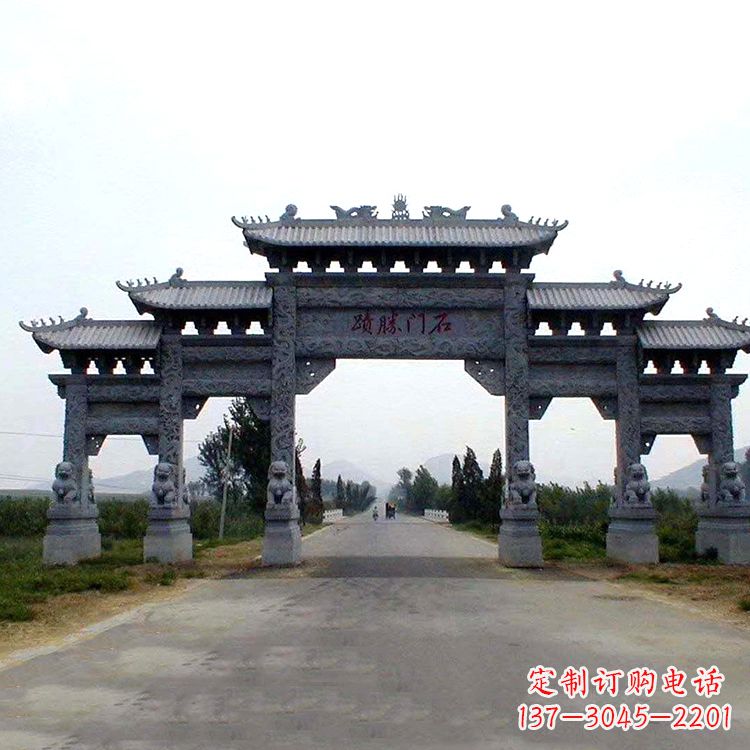 南通石门胜迹青石仿古石雕牌楼