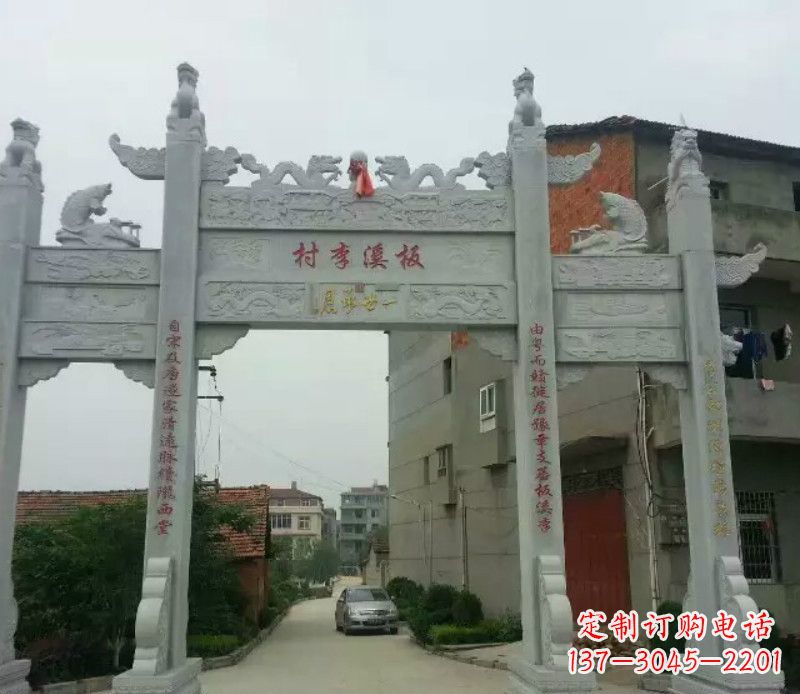 南通石牌坊三门牌坊石雕 (2)