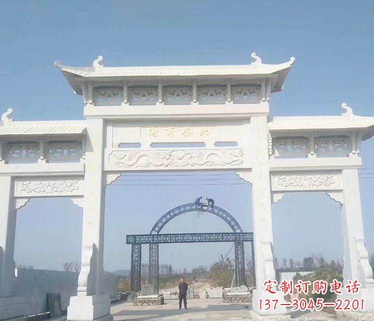 南通石牌坊三门牌坊石雕 (4)
