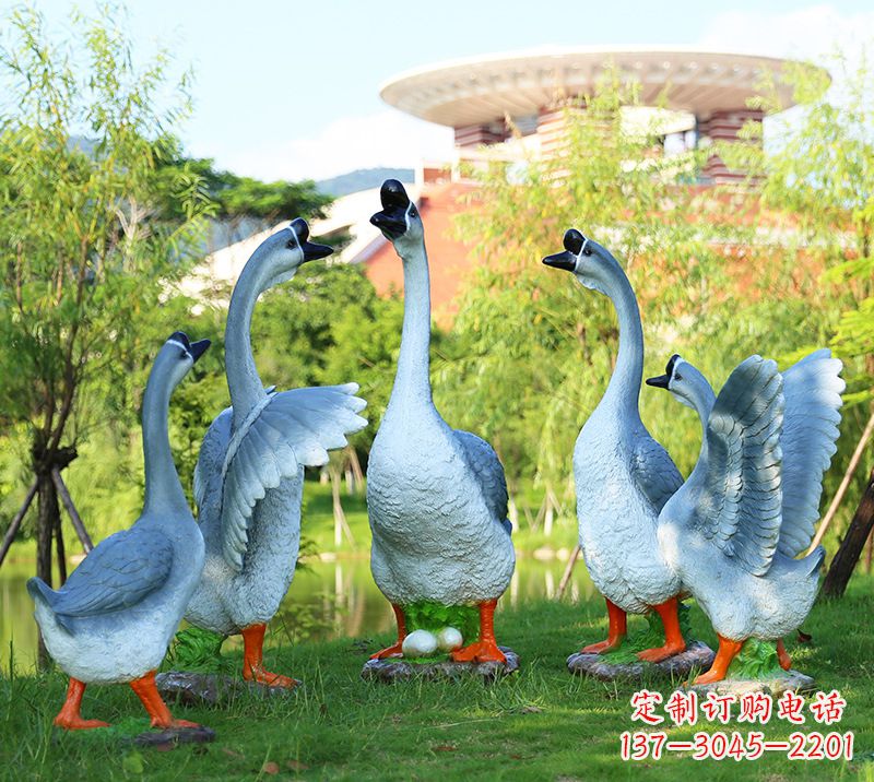 南通树脂工艺品玻璃钢雕塑商场美陈户外园林景观装饰品仿真动物鹅摆件