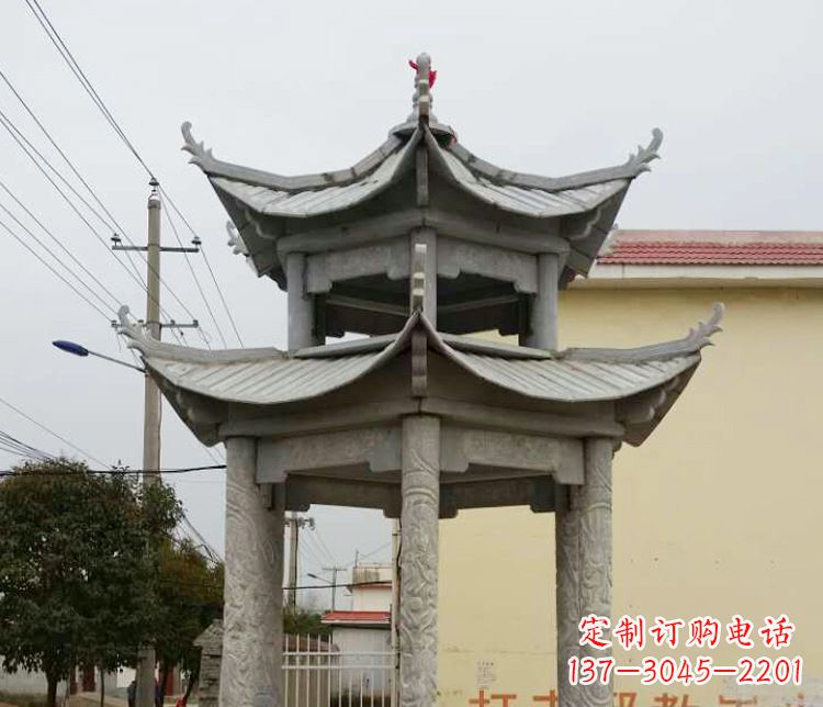 南通双层仿古凉亭石雕 (2)