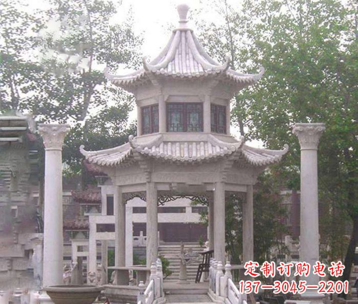 南通双层仿古凉亭石雕 (3)