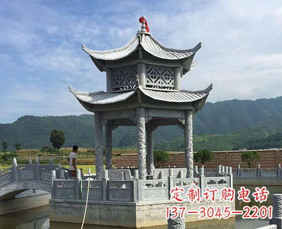 南通双层仿古凉亭石雕_1