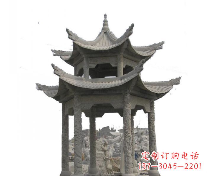 南通双层仿古石雕凉亭 (2)