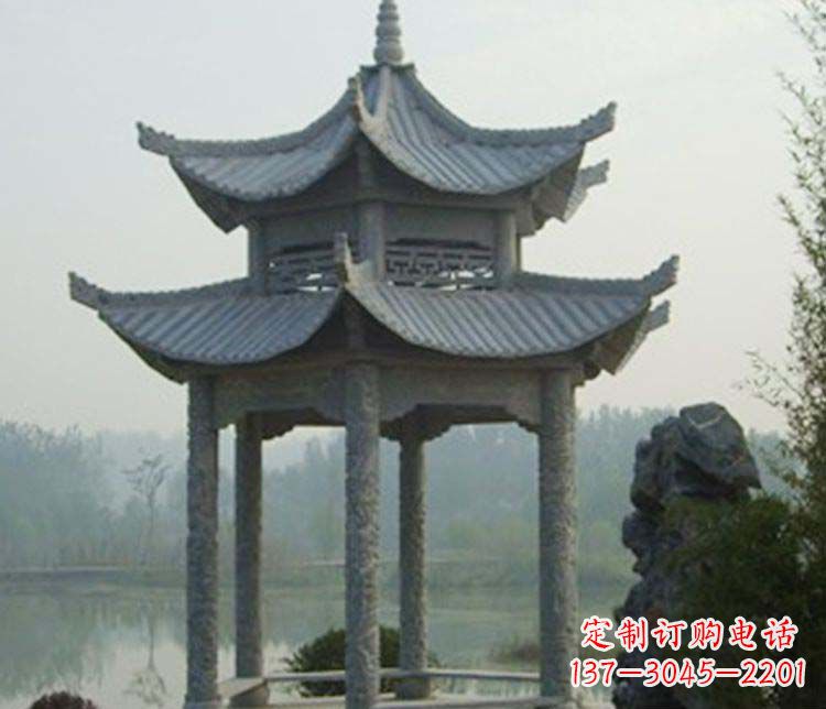 南通双层仿古凉亭石雕_2