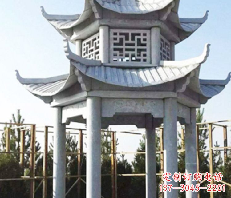 南通双层仿古石凉亭石雕_2