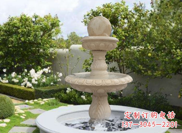 南通双层风水球喷泉别墅石雕