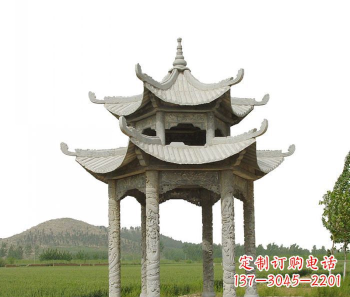 南通双层仿古石雕凉亭
