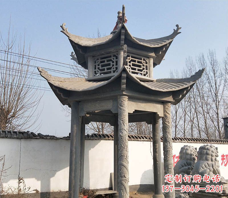 南通双层户外凉亭石雕 (2)