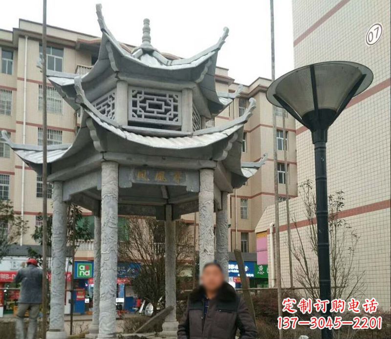 南通双层六角凉亭石雕