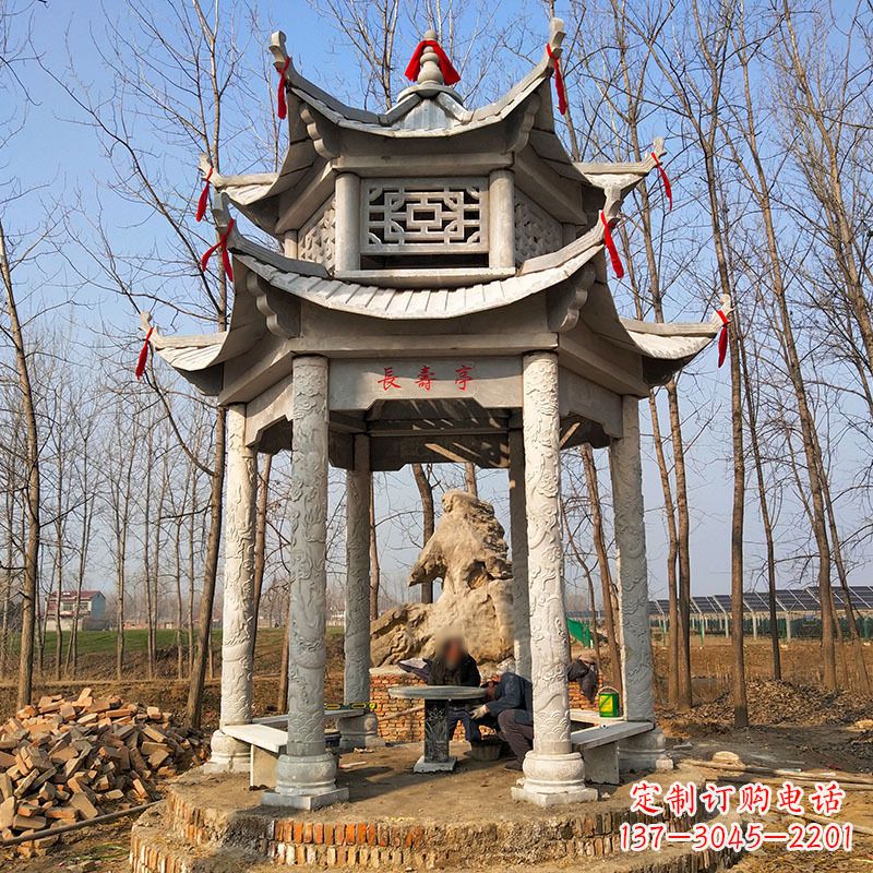 南通双层六角石凉亭