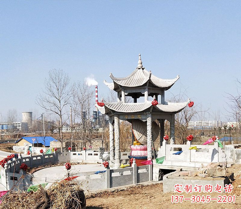 南通双层石凉亭石雕 (2)