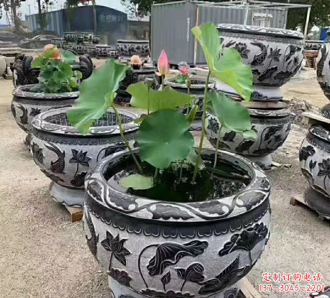 南通睡莲石浮雕花盆雕塑公园景观雕塑