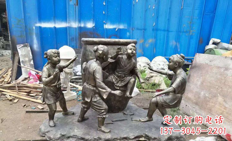 南通司马光砸缸铜雕 (2)