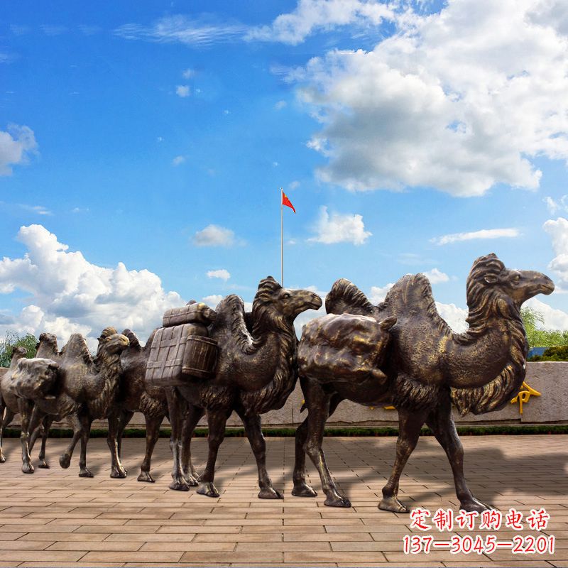 南通丝绸之路骆驼队仿铜景观雕塑